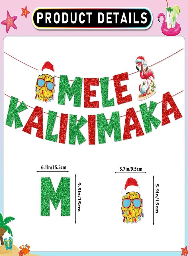 MZ.ogm Mele Kalikimaka Banner Glitter Hawaiian Christmas Banner Mele Kalikimaka Hawaiian Christmas Decorations Hawaiian Holiday Party Decorations - Image 2
